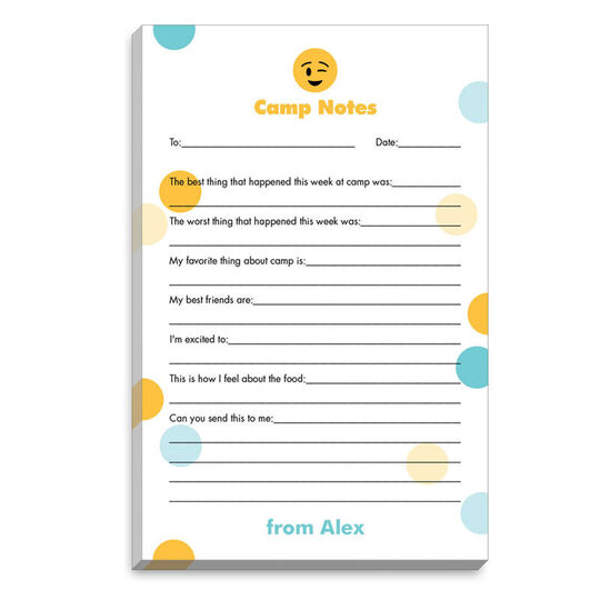 Winking Emoji Dots Fill In Camp Notepads